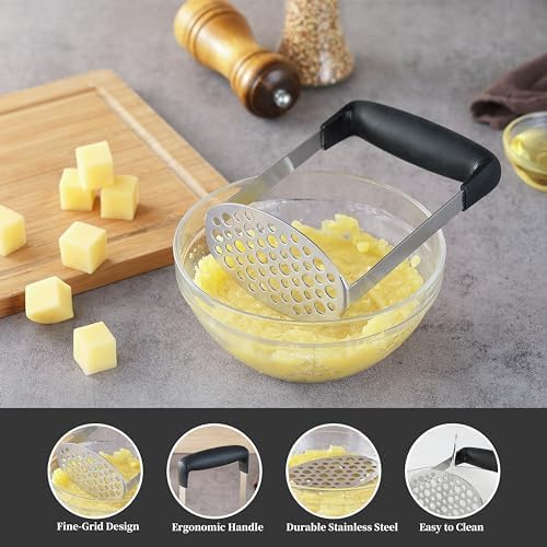 Potato Masher, LCCOWO Stainless Steel Potatoes Masher Kitchen Tool, Mashed - Image 3