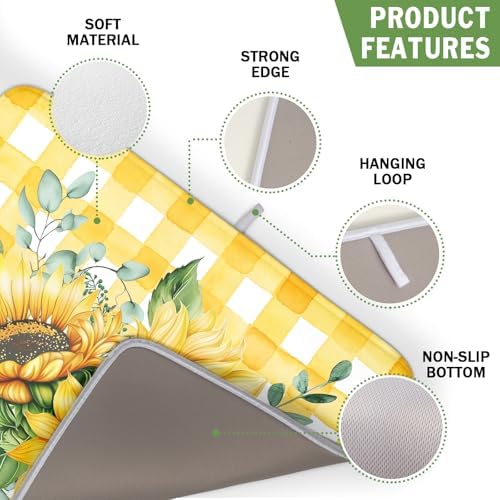 Sunflower Dish Drying Mat 16x18 Inch Absorbent Reversible Summer Sunflower - Image 3