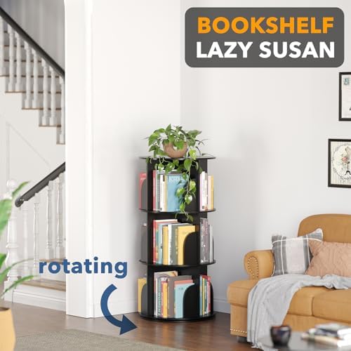 SpaceAid 3 Tier Rotating Bookshelf Tower, Spinning Bookcase Lazy Susan - Image 4