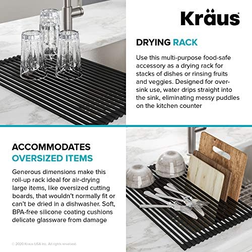 KRAUS Multipurpose Over-Sink Roll-Up Dish Drying Rack, Colander and Trivet in - Image 7