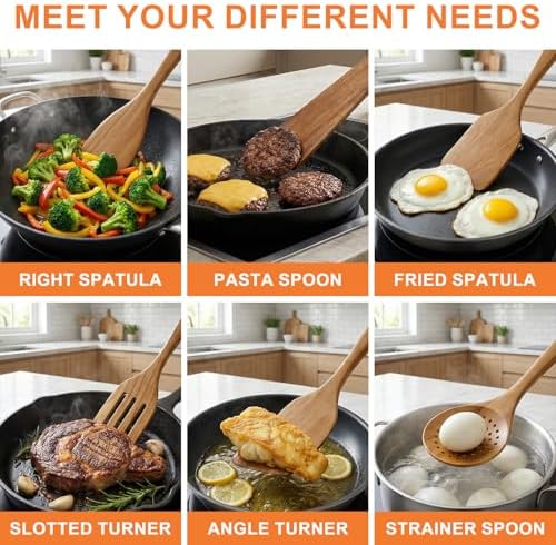 Acacia Wood Kitchen Utensil Set Wooden Spoons - Image 6