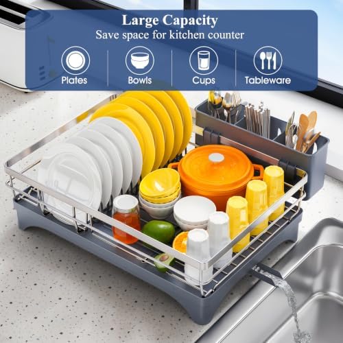 SNTD Dish Drying Rack for Kitchen Counter, 11.8" W x 16.7" L - Image 3