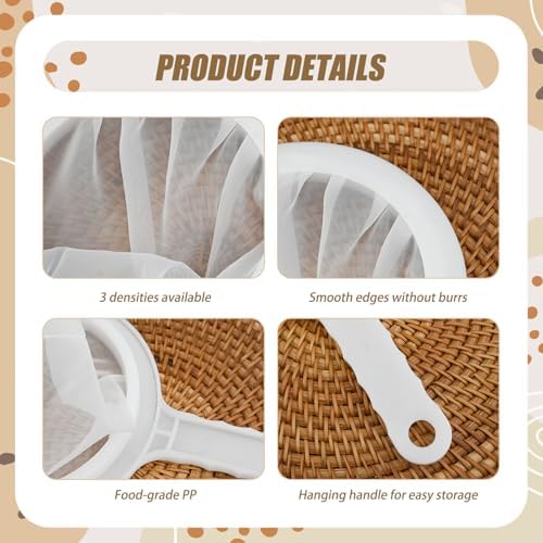 3-Piece Fine Mesh Strainer Set, 400/200/100 Mesh Nylon Sieve - Image 3