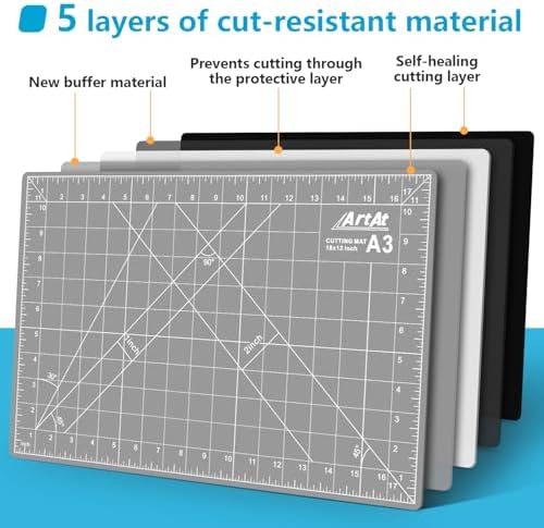 ArtAt Self Healing Cutting Mat: 12″x 18″ Black-Gray Eco-Craft Cutting Mat - Image 6