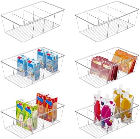 Vtopmart 6 Pack Food Storage Organizer Bins, 4 Compartments by Vtopmart