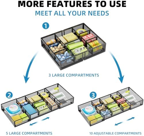 Marbrasse Expandable Desk Drawer Organizer, Mesh Drawer Organizer Tray - Image 5