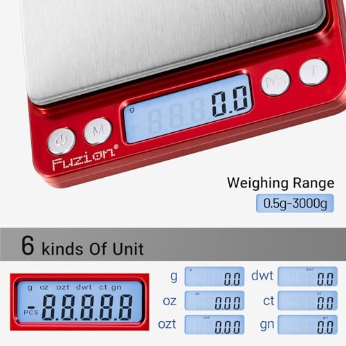 Fuzion Small Gram Scale 3000g, Digital Kitchen Food Scale, Gram and Ounce - Image 2
