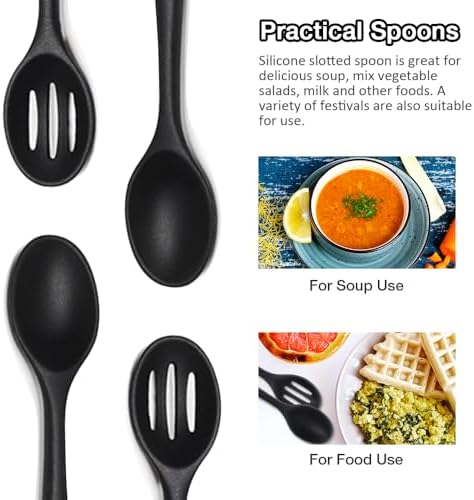 Small Silicone Spoon 4PCS, 8 Inch Mini Slotted Spoons - Image 5