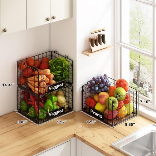 3 Pack XL Stackable Wire Baskets - Image 5