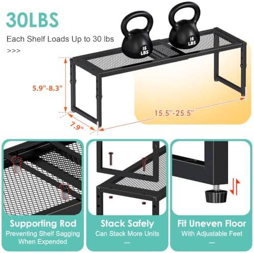 2 Pack Expandable Kitchen Cabinet Shelf Organizer, 15.5"-25.5" Long Adjustable - Image 7