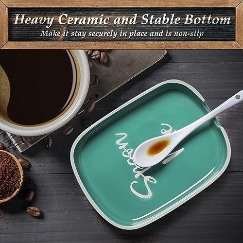 Turquoise Spoon Rest for Stove Top, DAYYET Teal Ceramic Large Spoon Holder - Image 5
