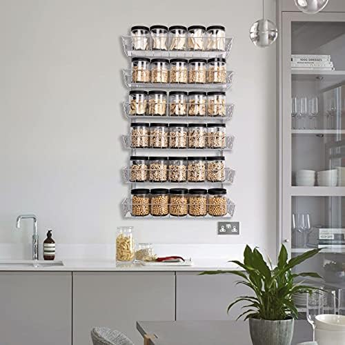 SWOMMOLY Wall Mount Spice Rack Organizer, 6-Tier Adjustable Dual-Use Shelf - Image 2