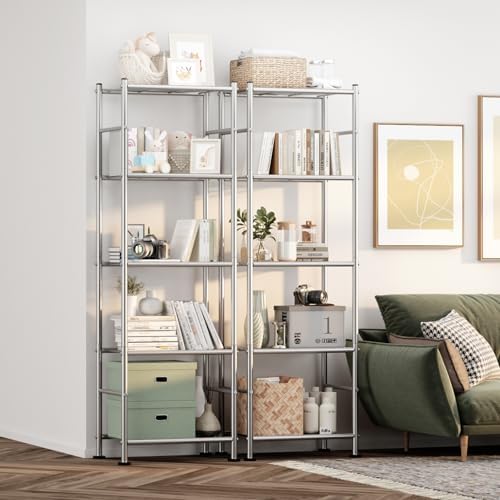 Sakugi 2-Pack 5-Tier Metal Storage Shelves, 18.4"x12.6"x57.4" - Image 2