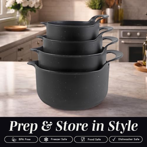 COOK WITH COLOR Nesting Plastic Mixing Bowl Set with Pour Spouts and Handles - Image 3
