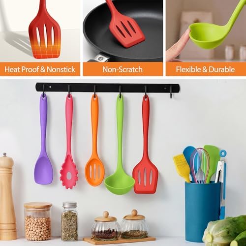LIANYU 14 Pcs Silicone Kitchen Cooking Utensils Set - Image 5