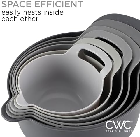 COOK WITH COLOR Nesting Plastic Mixing Bowl Set with Pour Spouts and Handles - Image 6
