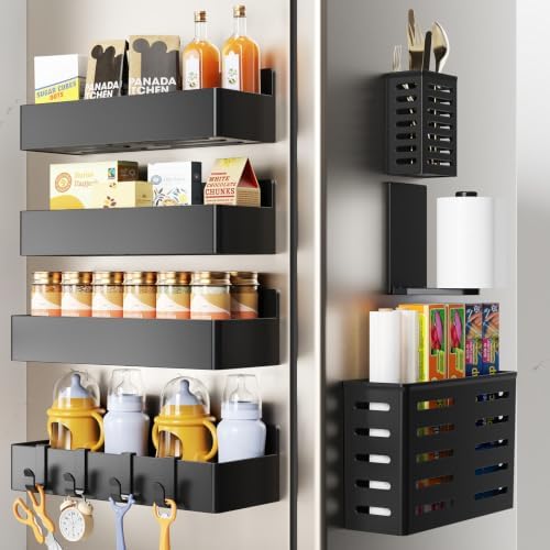 Mystozer Magnetic Spice Rack for Refrigerator Black, 7 Pack by Mystozer