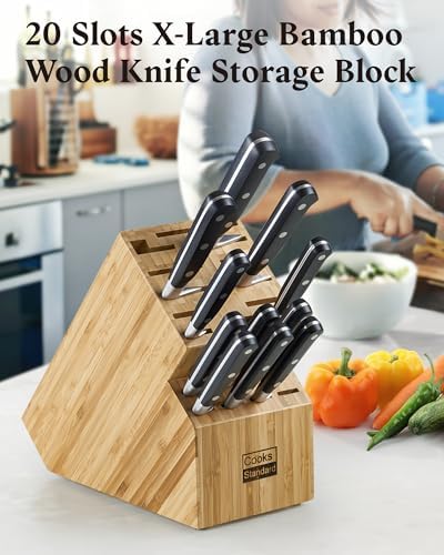 Cooks Standard Classic Bamboo 20-Slot Universal Knife Block without Knives - Image 6
