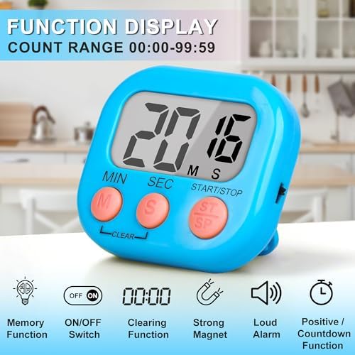 ZILLEEN Classroom Timer for Kids Teachers 6 Pack Digital Timers Blue White - Image 4
