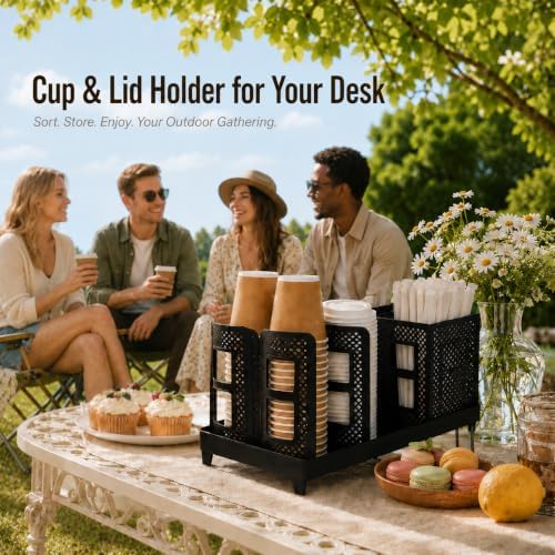 Cup and Lid Holder, Adjustable 6-Slot Coffee Cup Organizer - Image 6