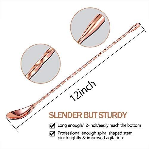 12 Inches Mixing Spoon Stainless Steel, 2 Pack Spiral Pattern Bar Spoon - Image 2