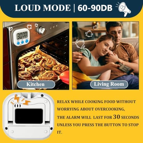 12 Pack Digital Kitchen Timers for Cooking, Loud Alarm Large LCD Display - Image 6