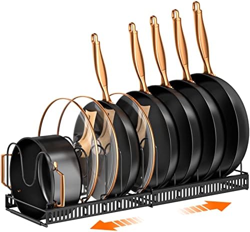 MUDEELA Expandable Pot Pan Lid Organizers inside Cabinet, 10 Divider-Black by MUDEELA