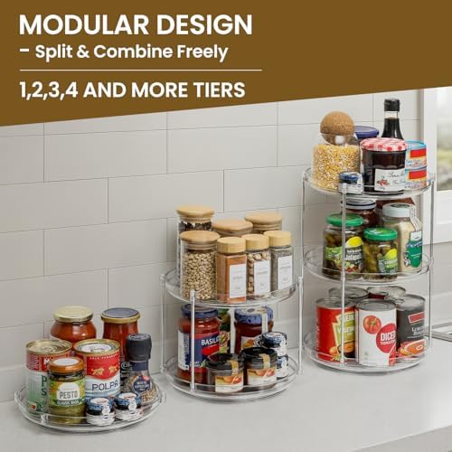 2 Set 2 Tier Clear Acrylic Lazy Susans, Non-Skid Turntable Organizer - Image 4