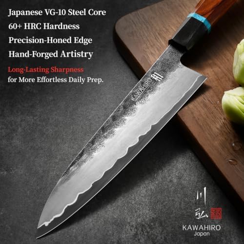 KAWAHIRO 8.27 Inch Japanese Chef Knife, Hand-Forged VG10 - Image 3