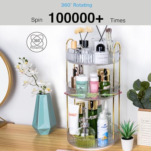 360 Rotating Makeup Organizer, 3 Tier Large Capacity Lazy Susan Bathroom - Image 5