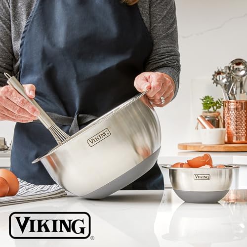 Viking Mixing Bowls Set, 10 Piece Stainless Steel Kitchen Cookware, Non-Slip - Image 6