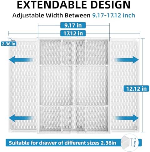 Marbrasse Expandable Desk Drawer Organizer, Mesh Drawer Organizer Tray - Image 2
