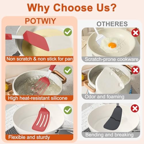 2 Pack Silicone Kitchen Spatula Set, 600°F Heat Resistant - Image 7