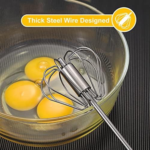 Egg Beater, Hand Easy Whisk Stainless Steel Hand Push Egg Beater Manual Mixer - Image 2