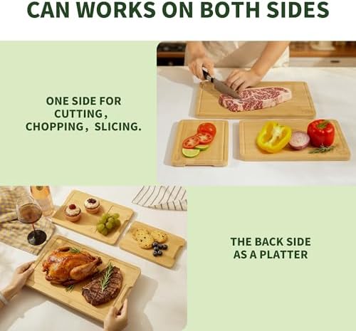 BAMBANG Bamboo Cutting Board Set, 3-Piece Wooden Chopping Boards - Image 3