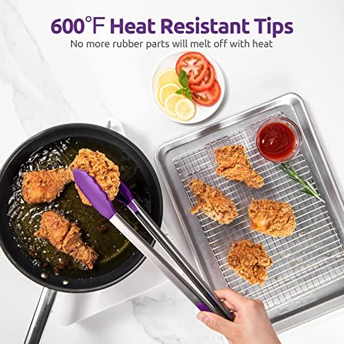 U-Taste Kitchen Tong for Cooking, 600ºF Heat-Resistant Silicon, 16in/Purple - Image 3