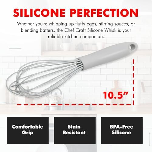 Chef Craft Premium Silicone Wire Cooking Whisk, 10.5 inch - Image 4