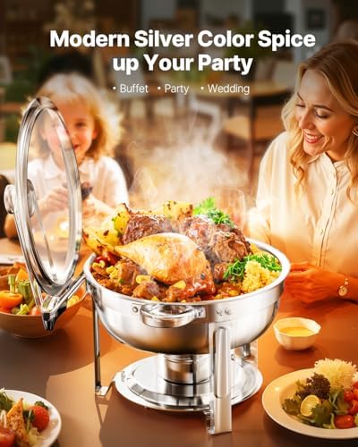 VEVOR Chafing Dish Buffet Set, 5 Qt 4 Pack, Stainless Steel Chafer - Image 2