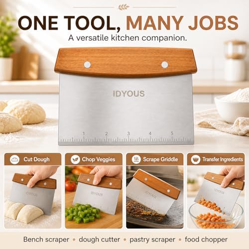 Bench Scraper and Dough Cutter, Stainless Steel Bread Cutter - Image 4