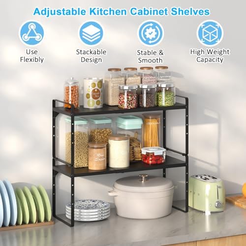15.5 to 25.5 Inch Kitchen Cabinet Shelf Organizers, Adjustable Kitchen Counter - Image 3