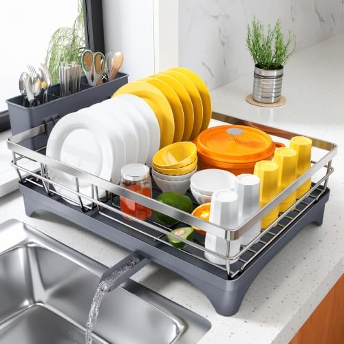 SNTD Dish Drying Rack for Kitchen Counter, 11.8" W x 16.7" L by SNTD
