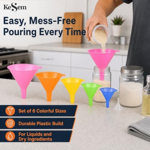 Plastic Funnel Set of 6, Mini to Large Funnels - Image 6