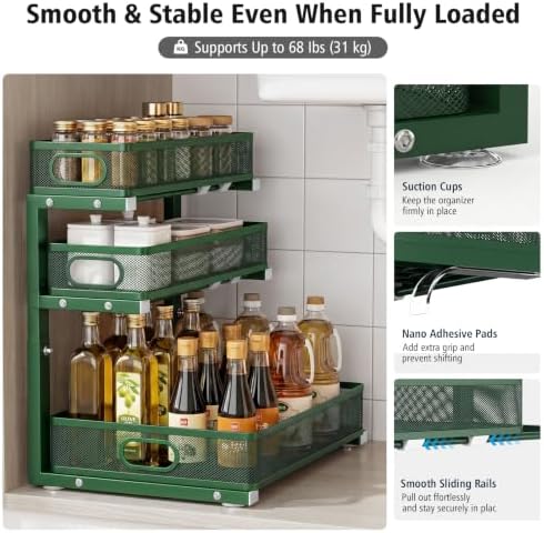 Under Sink Organizer, 3-Tier Sliding Drawers - Image 6