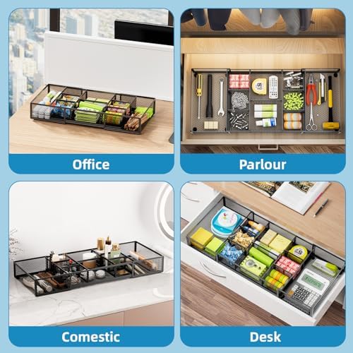 Marbrasse Expandable Desk Drawer Organizer, Mesh Drawer Organizer Tray - Image 4