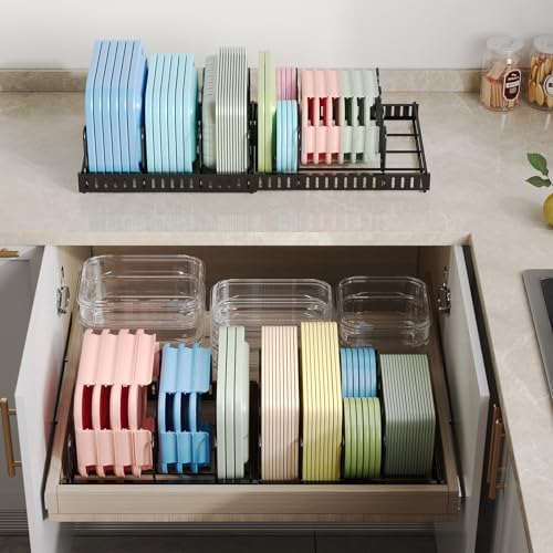 Expandable Food Container Lid Organizer, Large Capacity Adjustable 8 Dividers - Image 2