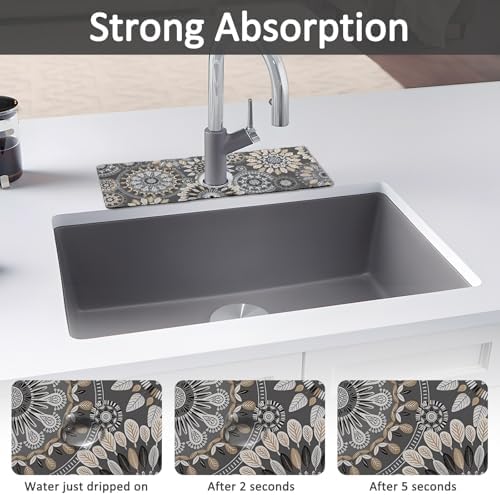 2PCS 15" X 5.5" Kitchen Sink Splash Guard Faucet Mat Mandala Super Absorbent - Image 3