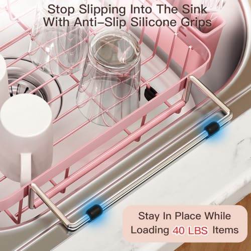 MAJALiS Pink Expandable Dish Drying Rack Over The Sink - Image 4