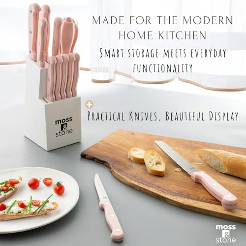 Moss & Stone Pink 14 Pcs Kitchen Knife Set - Image 6