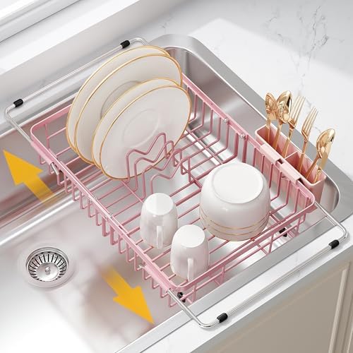 JASIWAY Pink Dish Drying Rack Over the Sink by JASIWAY