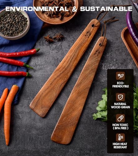12" Teak Wooden Spatula for Cooking - Image 2